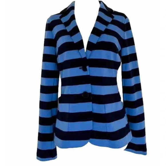 New Talbots Black Blue Striped Button Down Pockets Blazer
Nautical Petite medium - Picture 2 of 15